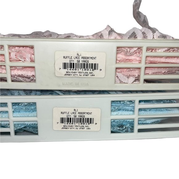 Sew Easy Vintage Pink Blue Ruffle 1.5" Lace Spool Pink Blue Made in the USA - Picture 4 of 4